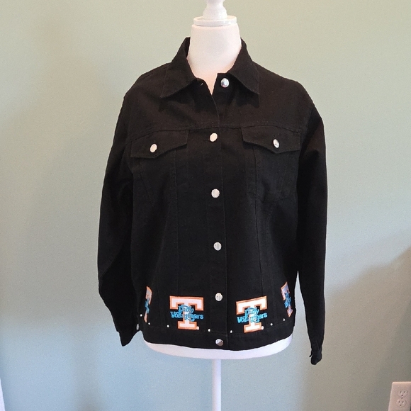 Las Olas Women's Medium/Large Black Denim Jacket with Lady Vols Embroidery - Picture 1 of 11